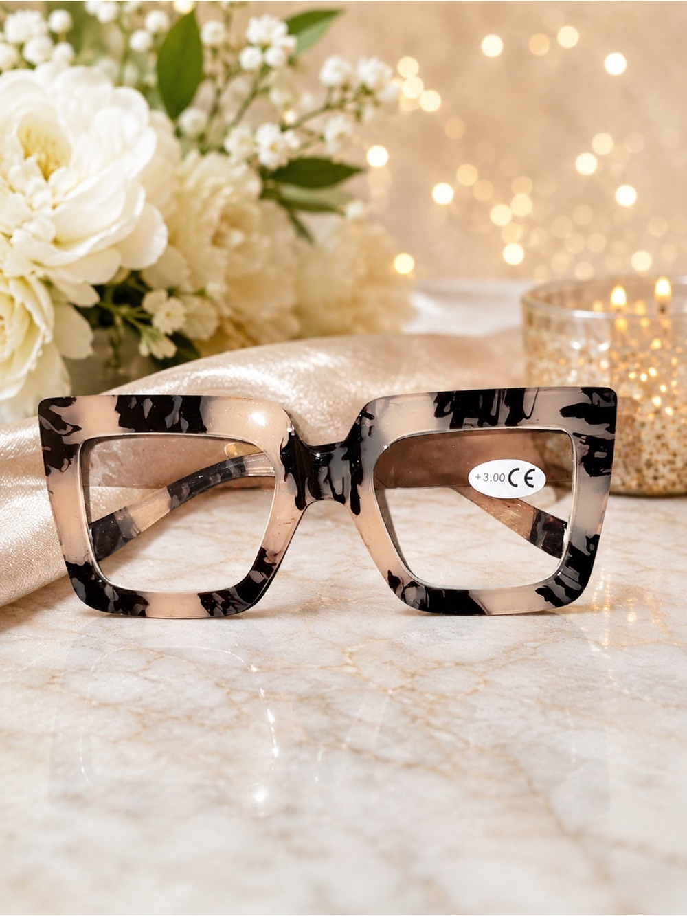 Tortoise Square Reading Glasses in Neutral Tortoise - +3.00